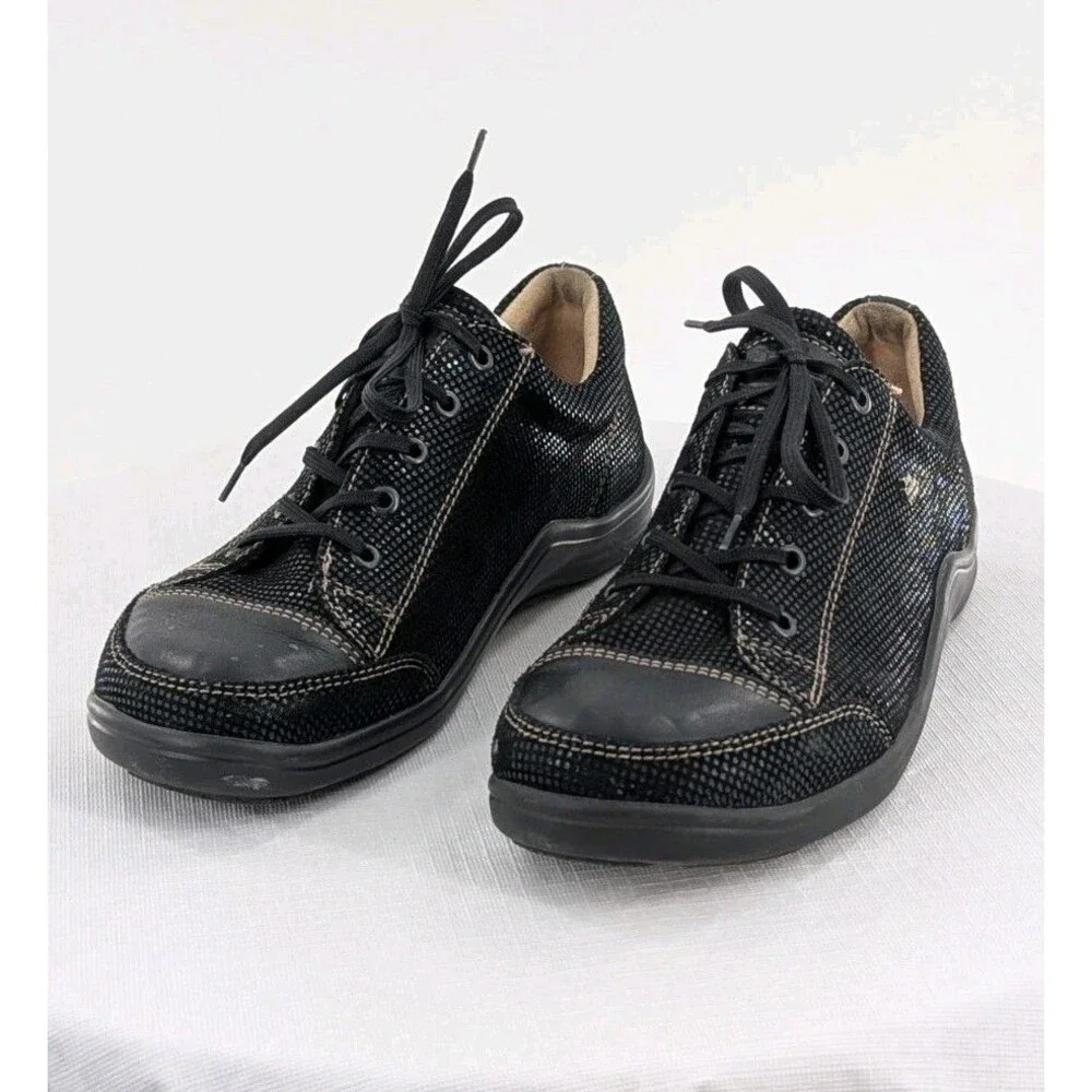 Finn Comfort Soho Sneakers Womens 39 US 8 Black Minipoint Nappa Leather Shoe